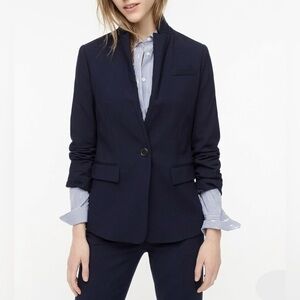 J. Crew Size 10 Regent Linen Blazer Jacket Navy Blue